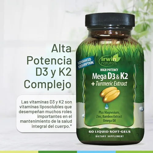 Vista 5 de Irwin Naturals Mega D3 & K2 + Extracto de cúrcuma Complejo de alta