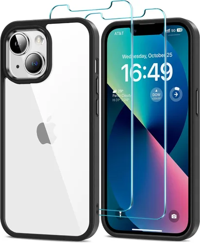 Vista 27 de HOOMIL Funda para iPhone 11 con 2 protectores de pantalla de vidrio templado, no amarillea, protección contra caídas, arañazos, transparente, parte