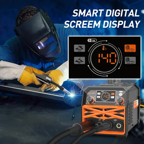 Vista 3 de Soldador MIG 140A, Núcleo de Fundente MIG/Electrodo/Lift TIG 3 en 1 Máquina de Soldadura con Sinergia, Inversor IGBT 110V Soldador Portátil sin Gas