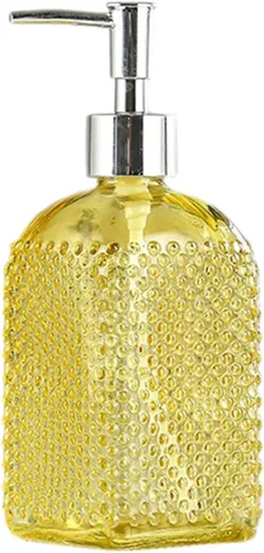 Vista 7 de Sizikato Botella dispensadora de jabón de vidrio con superficie con cuentas, 16 oz