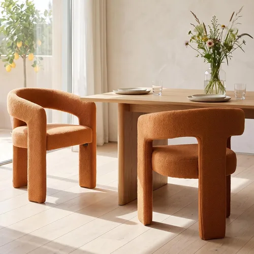 Vista 16 de Silla de Comedor Moderna de Chenille Tipo Barril Tapizada en Tela para Comedor con Brazo, Cómoda Silla Auxiliar de Acento para Cocina/Sala