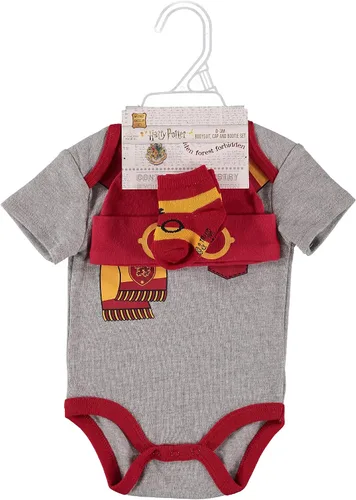 Vista 2 de Harry Potter Conjunto de ropa para bebés y niños de 3 piezas con mameluco sombrero y calcetines ropa de bebé