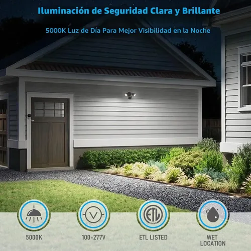 Vista 4 de Luz de seguridad LED con sensor circular, 2 cabezales 20W/3 cabezales 30W., LHSCT-20WSSS-BRZ, 20.0watts, 130.00 volts Bronce (5000 K)