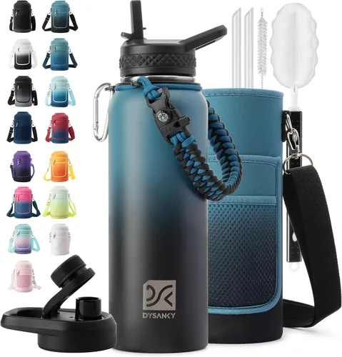 Vista 67 de DYSANKY Botella de agua aislada de 32 onzas, metal al vacío de acero inoxidable grueso, jarra de agua deportiva portátil para gimnasio y senderismo
