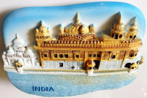 Vista 3 de El Templo Dorado (Harmandir Sahib) Amritsar INDIA Resina 3D Refrigerador Nevera Imán Tailandés Hecho a Mano Artesanía.