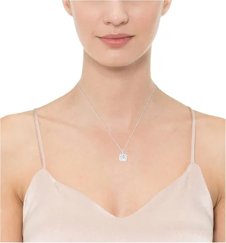 Vista 2 de Tienda Essentials Gold Plated Sterling Silver Cubic Zirconia Princess Halo Pendant Necklace