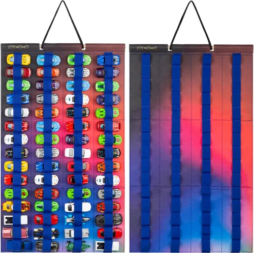 Vista 11 de Organizador de almacenamiento colgante para autos de juguete, vitrina de fieltro con capacidad para 60 autos de juguete (sin accesorios) (negro)