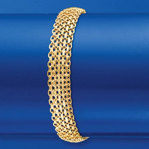 Vista 3 de Ross-Simons Pulsera italiana de oro amarillo de 14 kt con eslabones de bismark. 8,5 pulgadas, Oro, no conocido