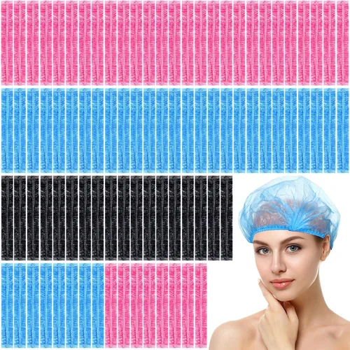 Vista 8 de Leyndo 1000 gorros de ducha desechables de plástico impermeables a granel, procesamiento de cabello elástico, grueso e impermeable, para mujeres