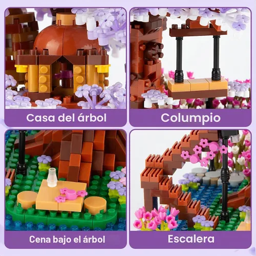 Vista 3 de HIGH GODO - Set de construcción micro de árbol bonsái de flor de cerezo, modelos de casa de árbol sakura japonés, kit de construcción