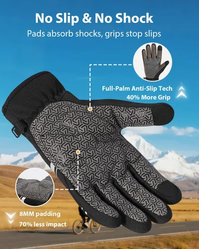 Vista 3 de RIGWARL Guantes de ciclismo de invierno para hombres y mujeres, guantes de ciclismo con pantalla táctil para hombres y mujeres, guantes de ciclismo