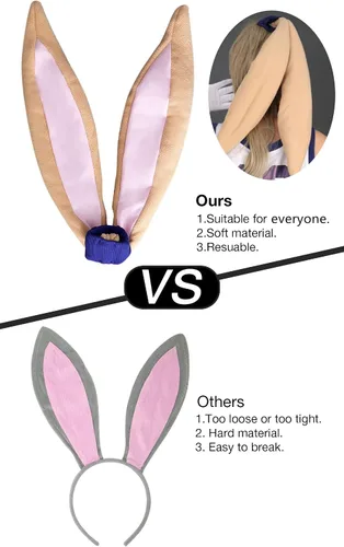Vista 7 de Cosplay.fm Disfraz de conejito para mujer, atuendo completo con pantalones cortos, guantes de cola de conejo