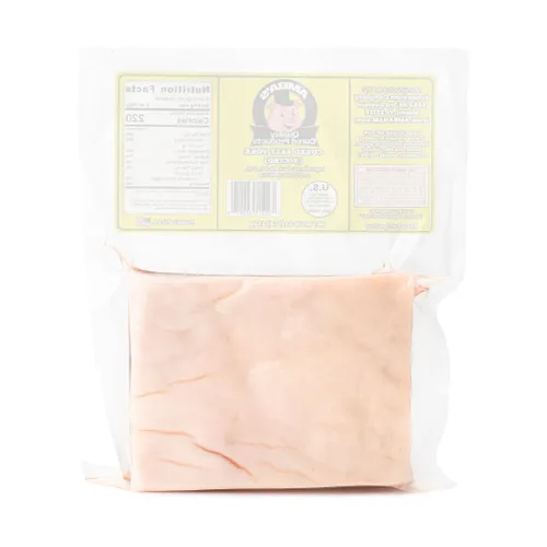 Vista 3 de Cerdo con sal curada (Tocino), vientre de cerdo curado (piel encendida), peso neto 16 oz (1 libra) bolsa de envasado al vacío, utilizada