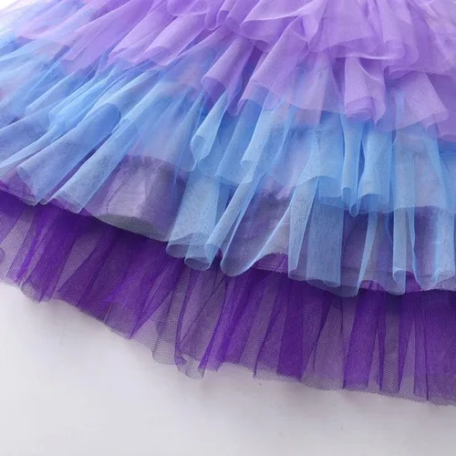 Vista 3 de VIKITA Vestido de verano para niña de flores, sin mangas, de poliéster, tutú para niñas de 3 a 7 años, hasta la rodilla
