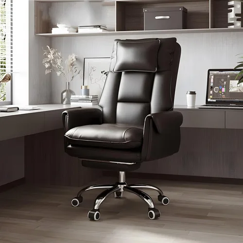 Vista 8 de Ergonomic High-Back Executive Office Chair with Footrest,Adjustable Lumbar Support & 360° Swivel,Heavy-Duty Metal Base PU Leather Desk Chair for