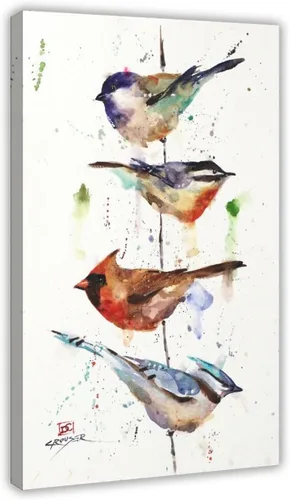 Vista 7 de Póster artístico de Dean Crouser 16 pinturas de acuarela de la familia de colibríes sobre lienzo, póster para decoración de dormitorio, paisaje