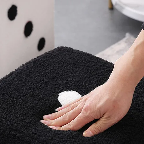 Vista 7 de Taburete de pie suave, cómodo, simple, cálido, resistente, base cubo, taburete para el hogar, sala de estar, dormitorio (negro)