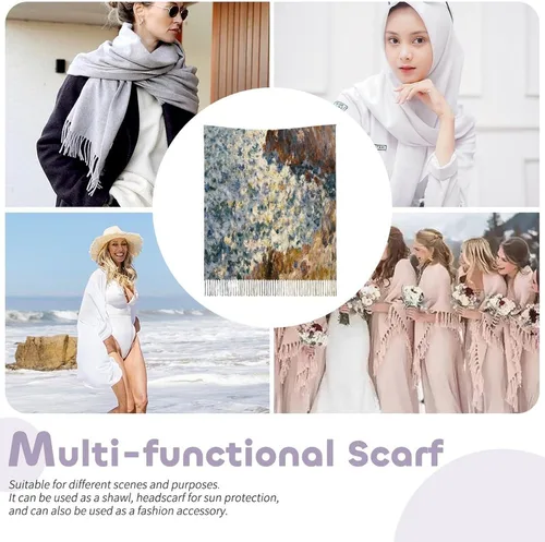 Vista 3 de Cap Negre Watercolor Scarfs for Man Women Winter Scarf Long Shawl Wraps Fashion Classic Tassel Scarfs Soft Blanket Scarves
