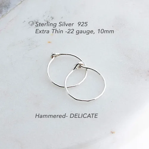 Vista 38 de Aretes de plata de ley abiertos para cartílago, tragus, delgados, calibre 22
