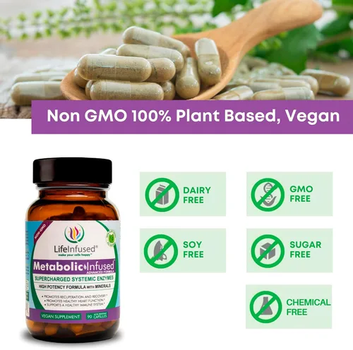 Vista 5 de Life Infused Infusión metabólica: mezcla de 11 enzimas sistémicas de primera calidad y 72 minerales clave para funciones corporales óptimas y un