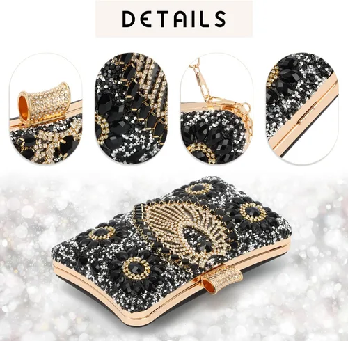 Vista 2 de LUI SUI Bolsos de mano brillantes para mujer, bolsos formales de cristal, bolsos de noche, bodas, fiestas, bolsa de mano con diamantes de imitación