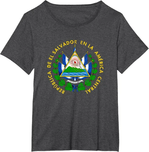 Vista 32 de Escudo de armas de El Salvador Salvadoran Distressed Design T-Shirt