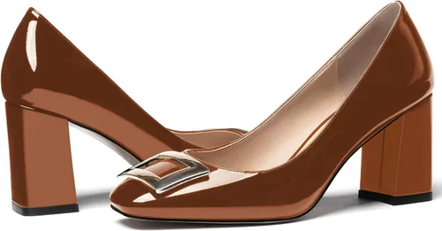Vista 6 de WAYDERNS Zapatos de tacón alto con puntera cuadrada para mujer, de 3 pulgadas