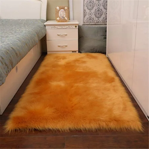 Vista 9 de Alfombra de piel de oveja sintética de Chitone, para dormitorio de bebé, para decoración del hogar Negro