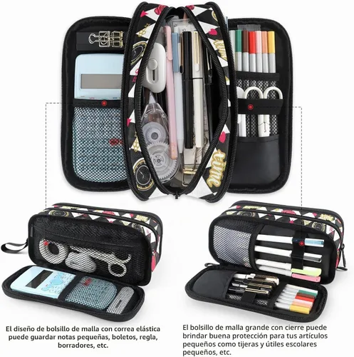 Vista 3 de Fustylead Alice - Estuche de ajedrez para lápices con cremallera, bolsa de maquillaje, bolsa de cosméticos, bolsa de viaje multiusos, caja