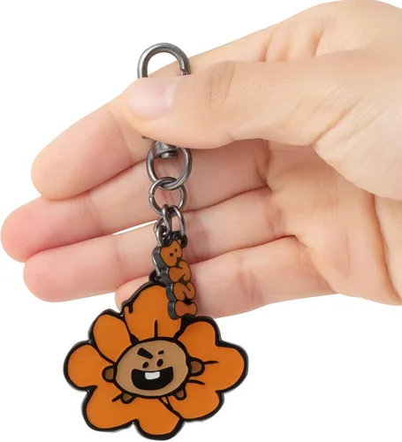 Vista 2 de BT21 Flower Collection SHOOKY - Llavero de metal con clip, Marrón