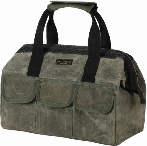 Vista 9 de Bolsa de herramientas de 13 pulgadas, bolsa de herramientas de boca ancha resistente al agua de servicio pesado, bolsa de herramientas con asa