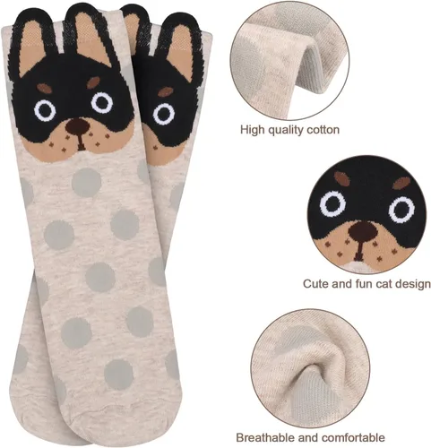 Vista 3 de AGRIMONY Calcetines de gato para mujer, calcetines de animales lindos regalos de perro para mujer