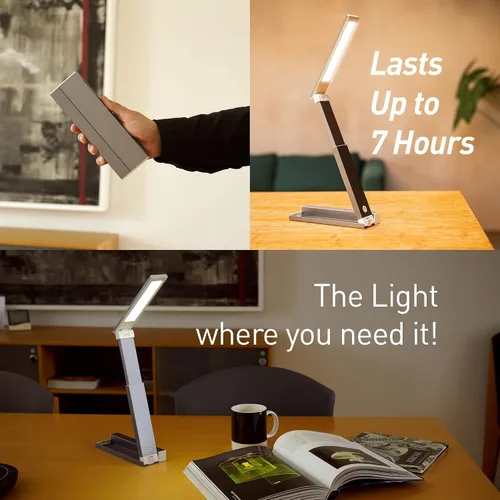 Vista 3 de Lámpara de escritorio LED portátil – ultracompacta, plegable, brillo ajustable, rotación de 180 grados, carga rápida tipo C para el hogar, oficina