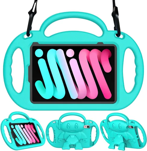 Vista 9 de Funda para Niños para iPad Mini 7 (A17 Pro) 2024/ Mini 6 2021, Funda para iPad Mini 7ª/6ª Generación con Correa para Hombro - Resistente a Golpes