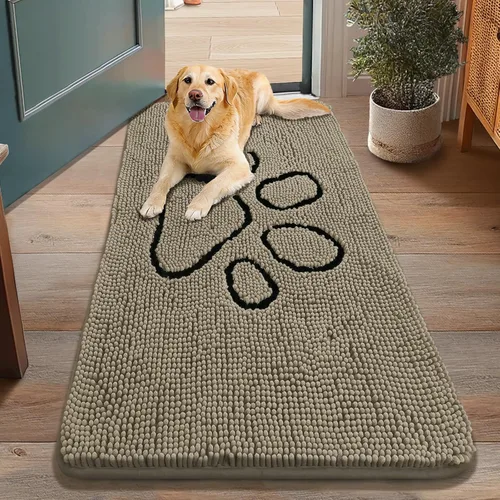 Vista 10 de Smiry Tapete para puerta de perro para patas fangosas, absorbente y Gris y negro