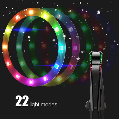 Vista 4 de Playstation 5 Accessory Kits, PS5 Black Plates Disc Edition and PS5 LED Strip with 8 Colors and Remote Control