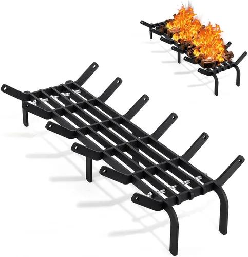 Vista 7 de Rejilla para chimenea, rejilla de chimenea de 16 pulgadas, resistente de acero de alto carbono, para interiores y exteriores, para estufa de leña