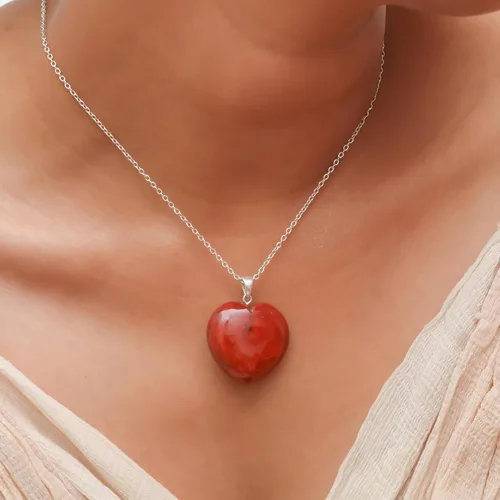 Vista 5 de Gempires Clear Quartz Heart Crystals Pendant Necklace, Heart Pendant Necklace for Women, Healing Necklace, 20 inches (18 + 2 Inch extender)