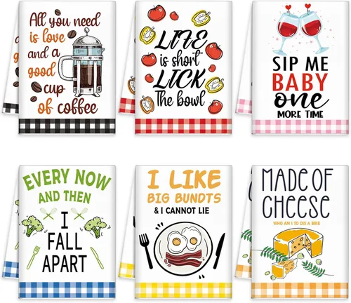 Vista 27 de Redbaker Juego de 6 toallas de cocina en blanco y negro con línea de arte abstracto, paños de cocina florales, paños de cocina modernos de mediados