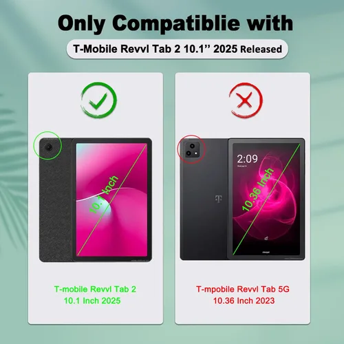 Vista 2 de Caweet Funda para T-Mobile Revvl Tab 2 de 10.1 pulgadas lanzada en 2025, carcasa rígida ligera con soporte de triple pliegue con cierre magnético