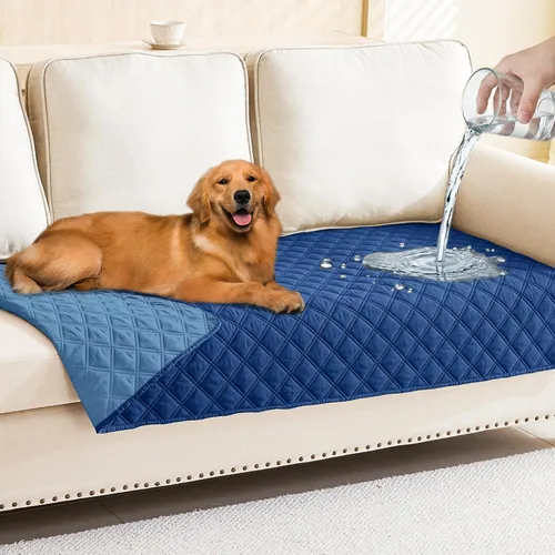 Vista 127 de Smiry Funda Impermeable para Cama de Perro Manta para Mascotas, Manta Suave y Lavable para Perros para Muebles Cama Sofá Sofá Reversible, a Cuadros