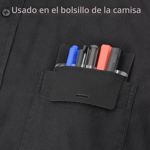 Vista 6 de diodrio Protector de bolsillo para hombre, soporte de bolsillo de cuero Negro