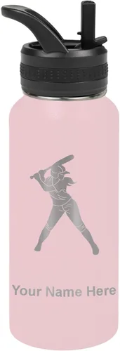 Vista 62 de LaserGram Botella de agua personalizada de 32 onzas, jugador de softbol Regalo grabado para jugadores de sóftbol, acero inoxidable aislado al vacío