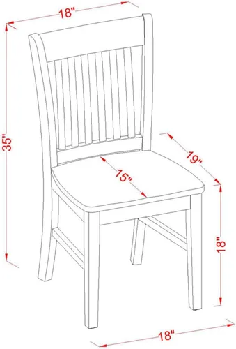 Vista 5 de East West Furniture OXNO5-LWH-W - Juego de comedor de 5 piezas, incluye una mesa cuadrada y 4 sillas de comedor de cocina, 36 x 36 pulgadas