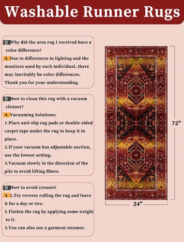 Vista 163 de SERISSA - Tapetes florales vintage, antideslizante, lavable, pequeño, ultrasuave, bohemio, de pelo bajo, para entrada, interiores, habitación