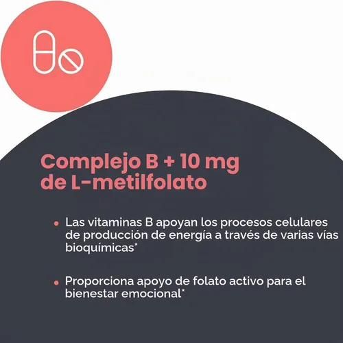 Vista 5 de MethylPro Complejo B con L-metilfolato 10 mg, 30 cápsulas