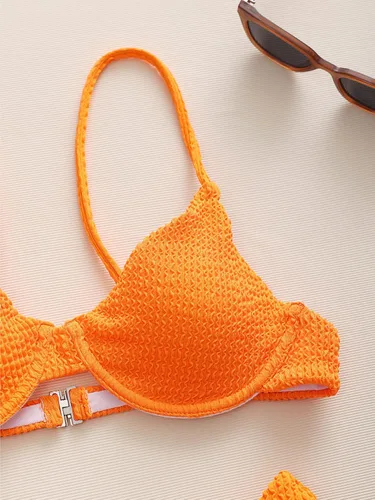 Vista 6 de QWINEER Conjunto de bikini de corte alto con aros para mujer, trajes de baño de 2 piezas