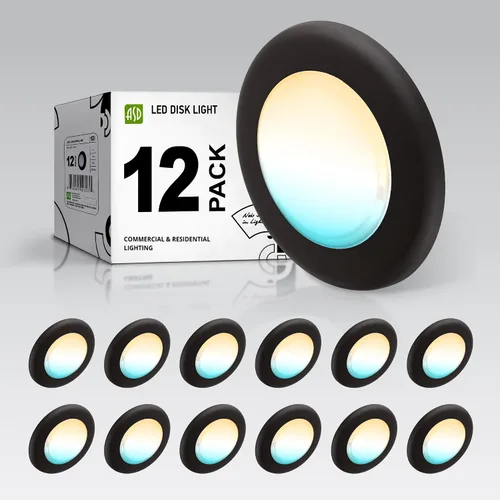 Vista 24 de ASD Paquete de 6 luces LED de disco de 4 pulgadas, 10 W 5CCT 2700K-5000K 685LM CRI90+, lámpara de techo regulable, disco de montaje en superficie