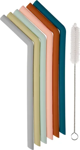 Vista 10 de Simka Rose Pajitas de silicona para niños y niños pequeños, 5 pulgadas, multicolor, paquete de 6, pajitas cortas de silicona reutilizables