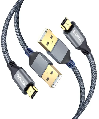 Vista 4 de AkoaDa Cable mini USB de 10 pies, paquete de 2 cables USB 2.0 tipo A a Mini B, cable de carga trenzado compatible con GoPro Hero 3+, controlador